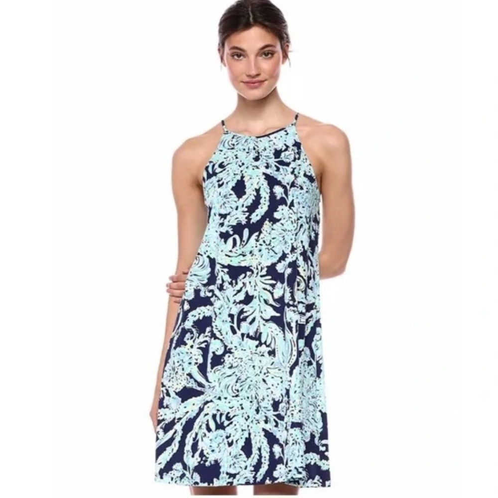 Lilly Pulitzer Blue Margot Swing Dress Tassel Tie size Small
